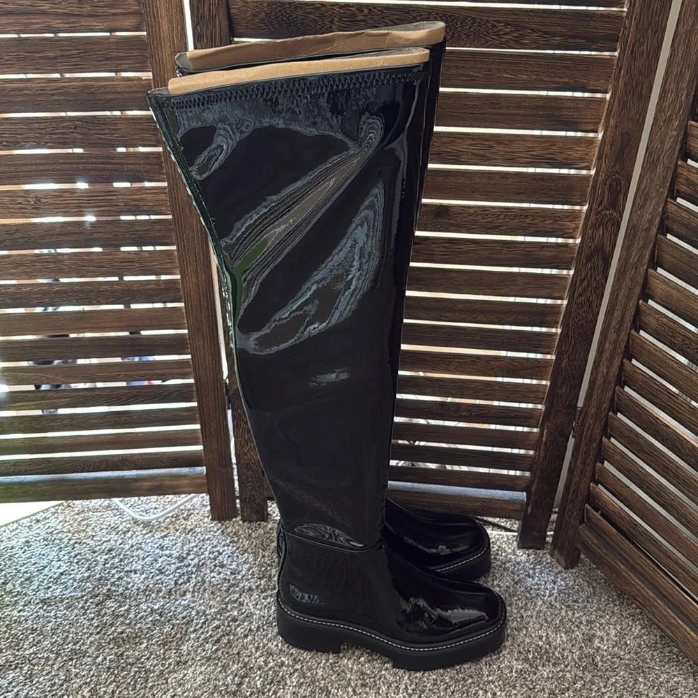 NWT- never worn! Sam Edelman Patent Leather over the knee black boots. Size 7 - Picture 3 of 8